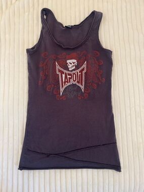 Tapout Women's Plum Graphic Tank Top with Red and White Logo